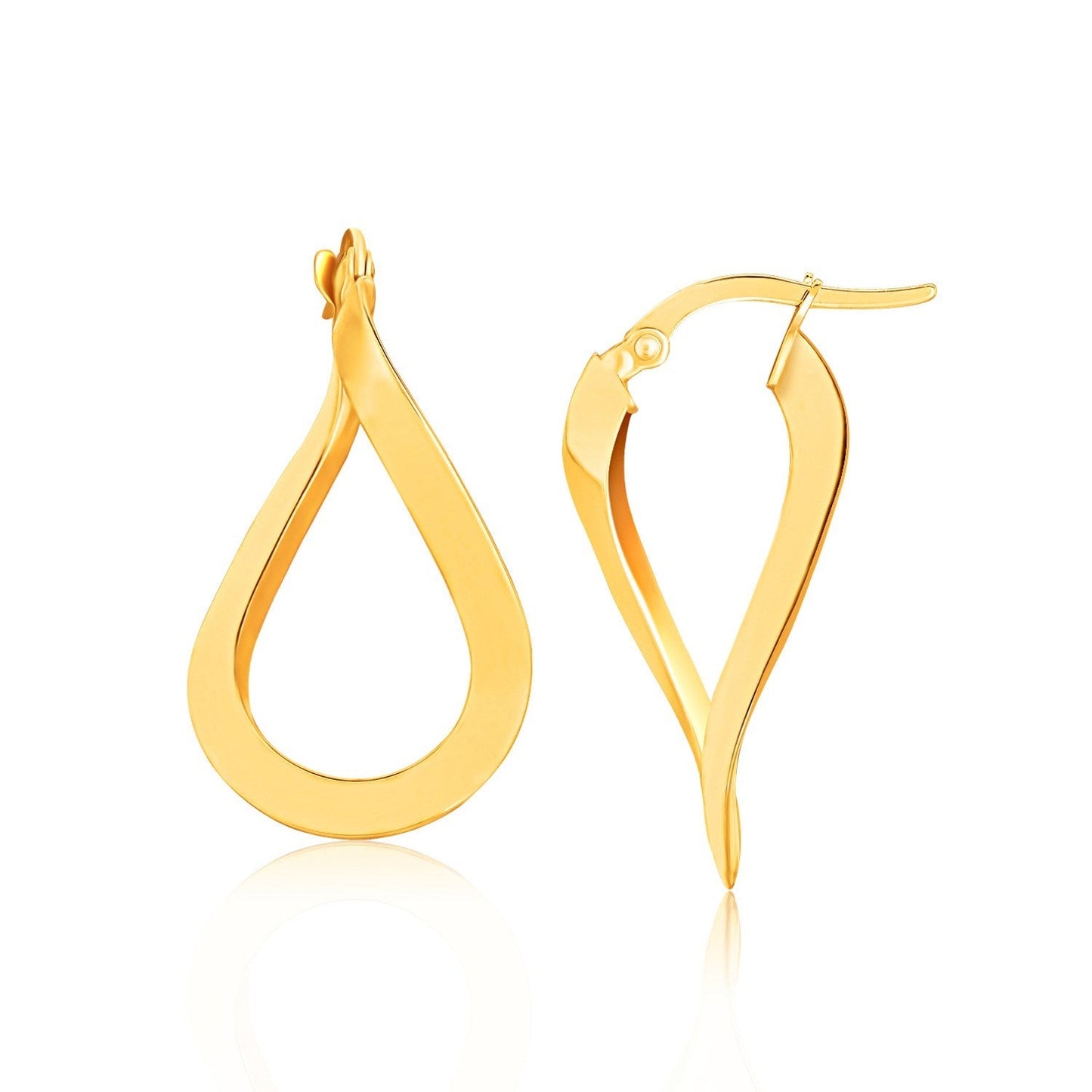 10k Yellow Gold Flat Polished Twisted Hoop Earrings-0