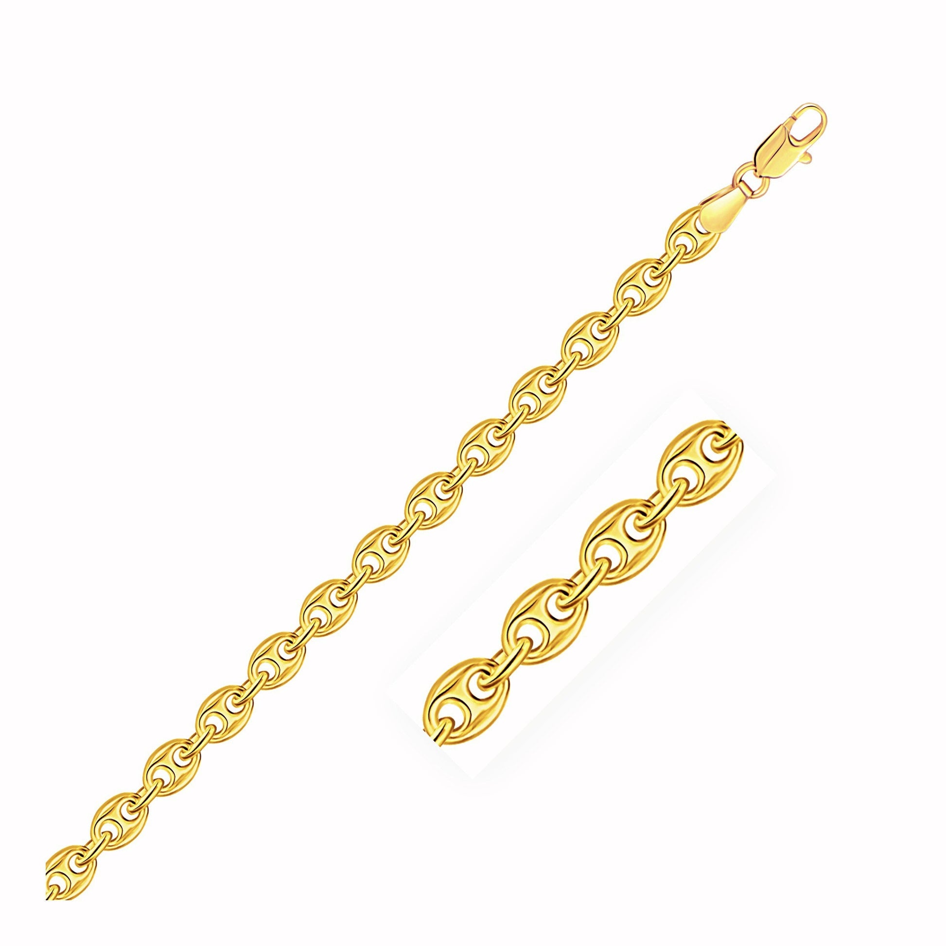 4.7mm 14k Yellow Gold Puffed Mariner Link Bracelet-0