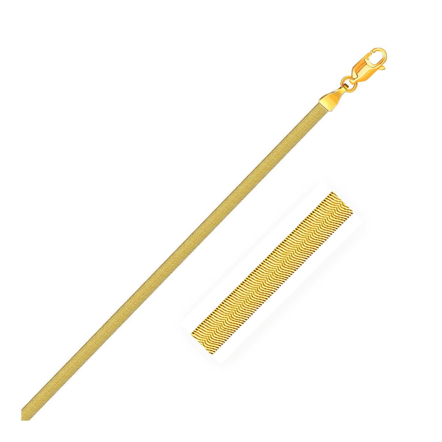 3.0mm 14k Yellow Gold Super Flex Herringbone Bracelet-0