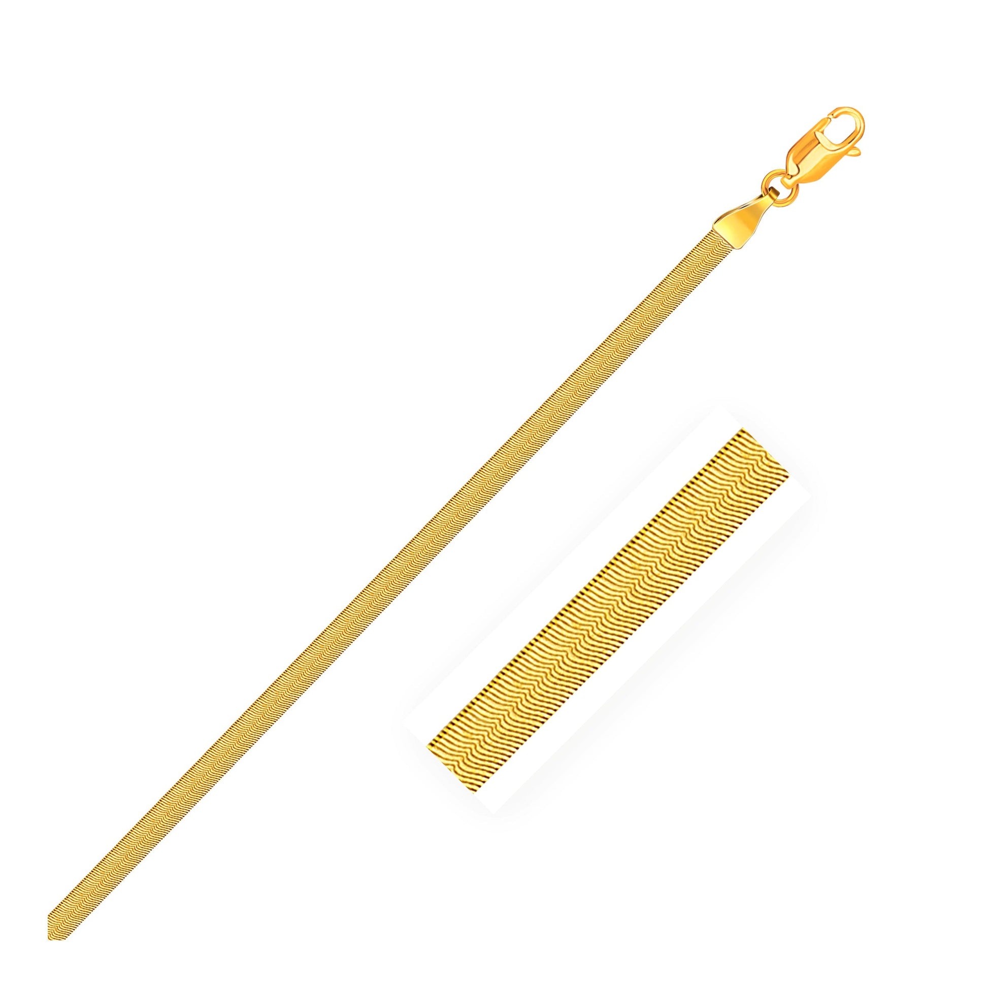 3.0mm 14k Yellow Gold Super Flex Herringbone Bracelet-0