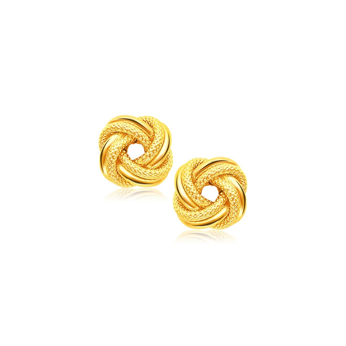 14k Yellow Gold Intertwined Love Knot Stud Earrings-0