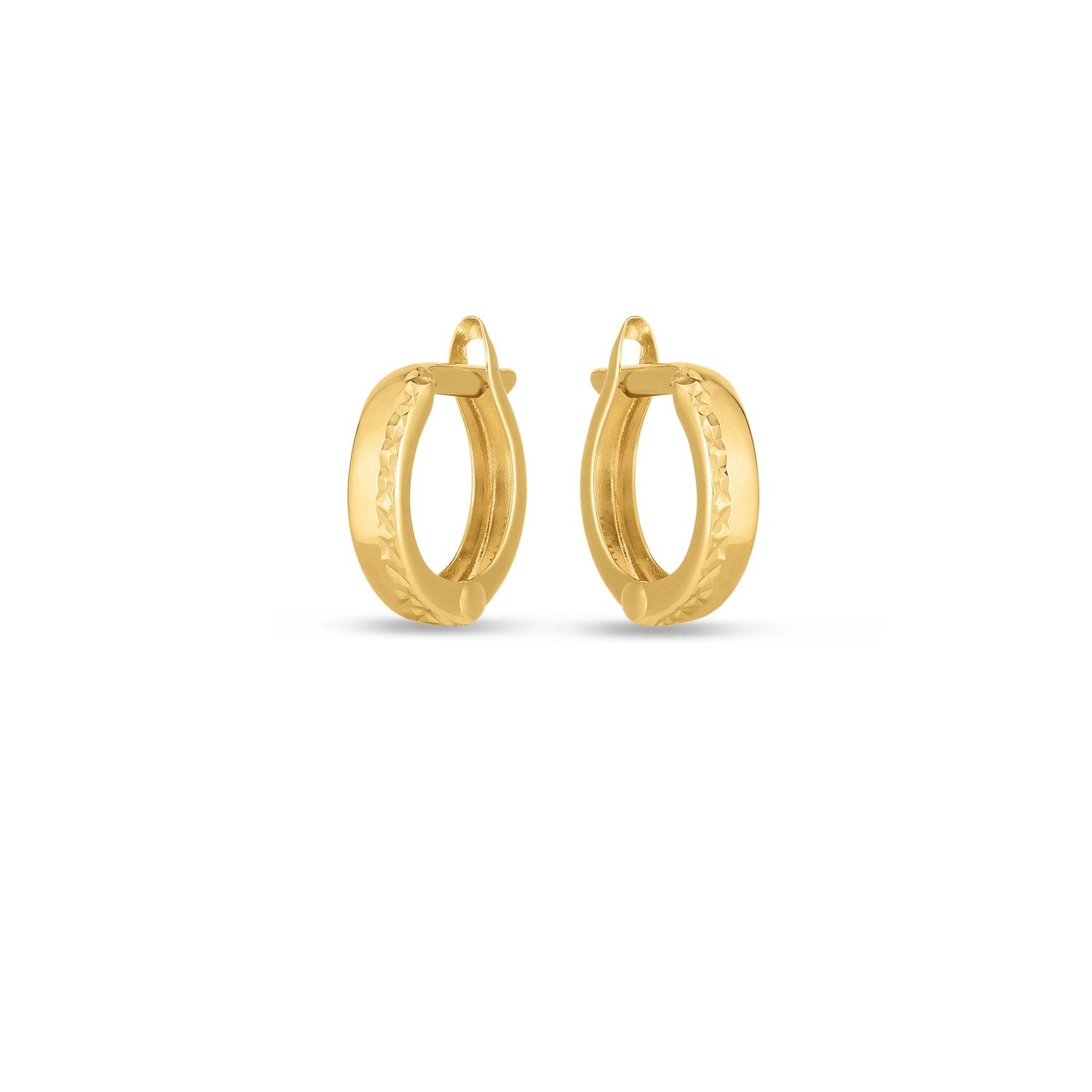 14k Yellow Gold Textured Huggie Hoops-1