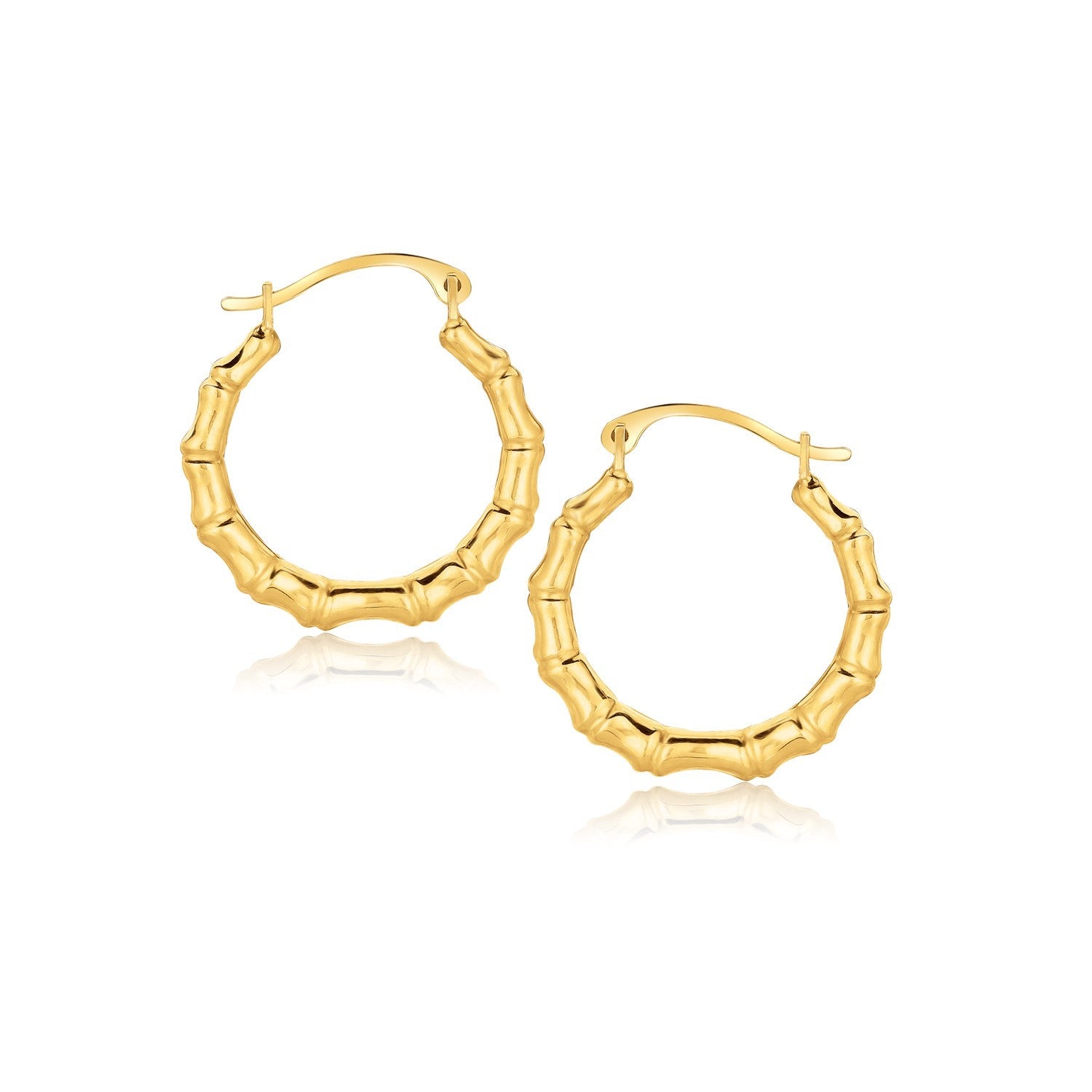 10k Yellow Gold Branch Motif Hoop Earrings-0