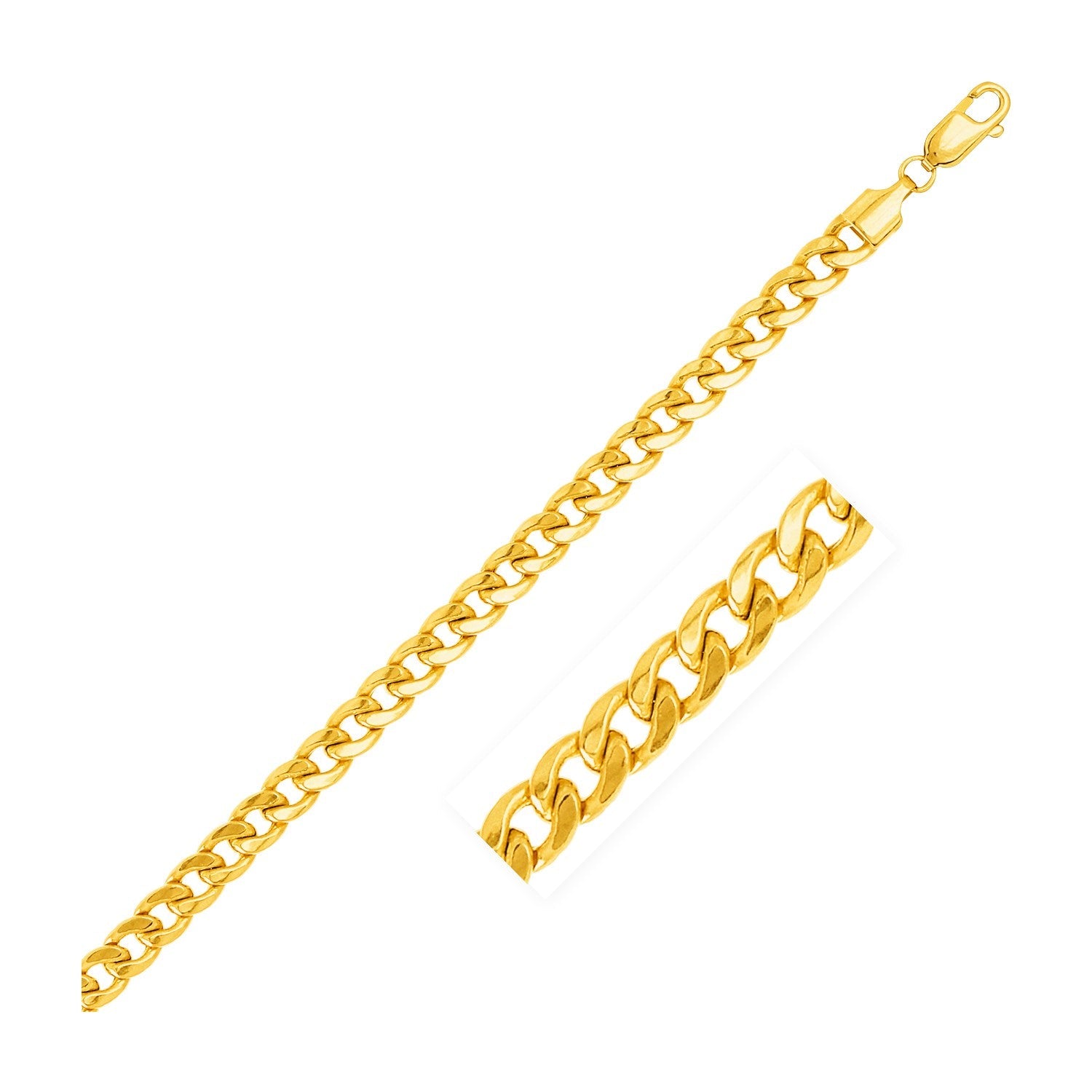 5.5mm 14k Yellow Gold Miami Cuban Semi Solid Bracelet-0