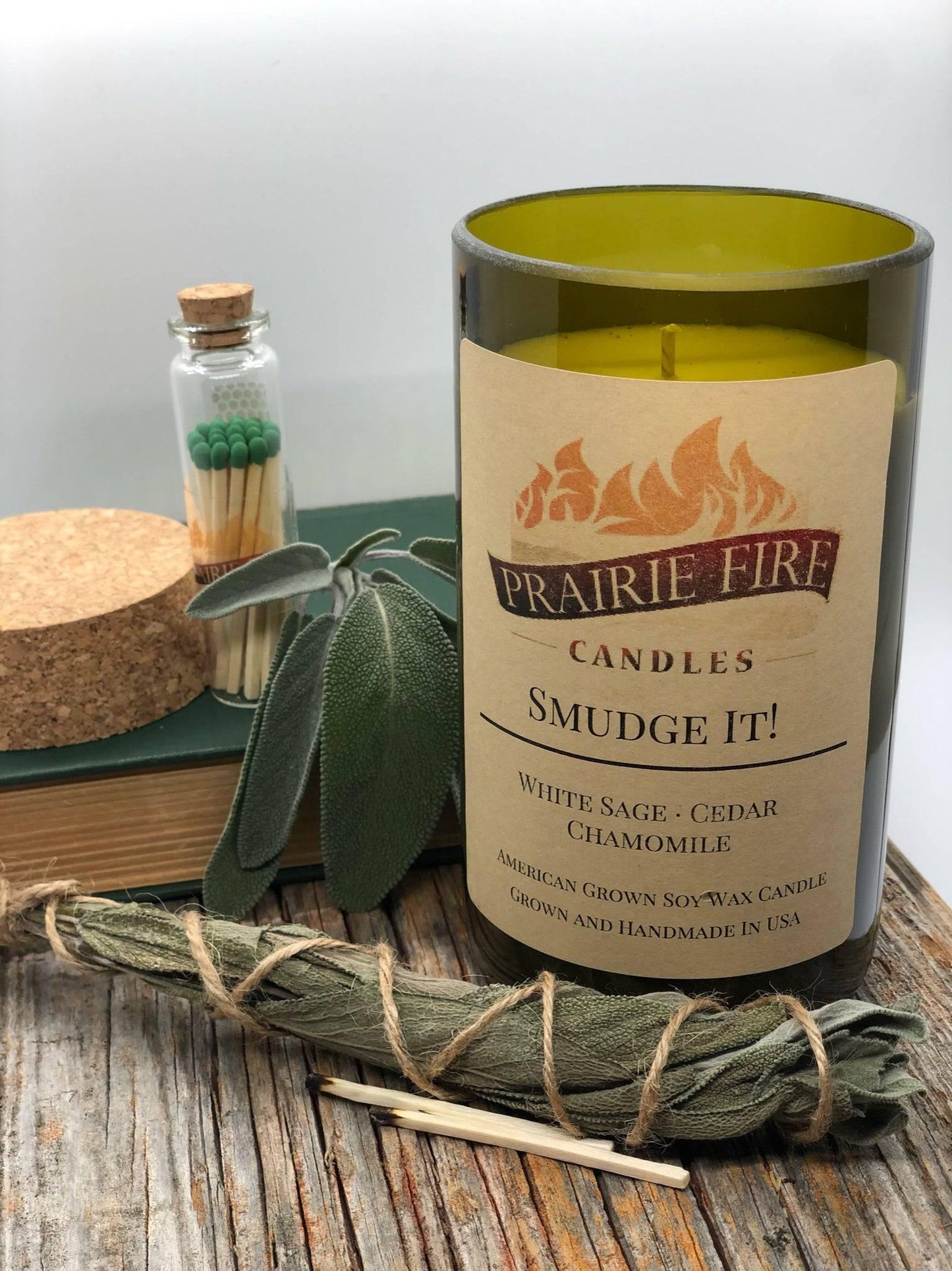 Smudge It! Soy Wax Candle | Repurposed Wine Bottle Candle Natural Cork | Handmade in USA Candle | Eco-Friendly Candle | Non-Toxic Soy Candle-2