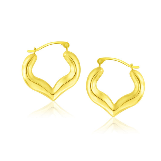 10k Yellow Gold Hoop Style Heart Shape Earrings-0