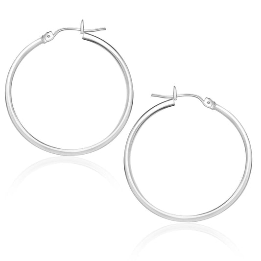 10k White Gold Polished Hoop Earrings (25 mm)-0