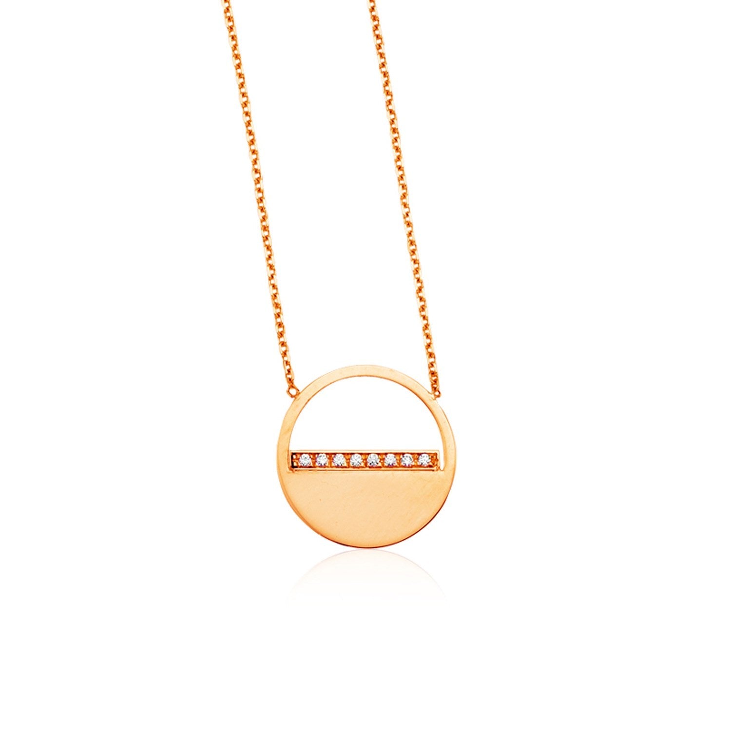 14k Rose Gold Circle Necklace with Diamonds-0