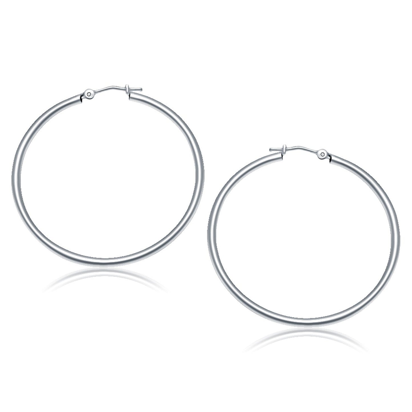 10k White Gold Polished Hoop Earrings (40 mm)-0