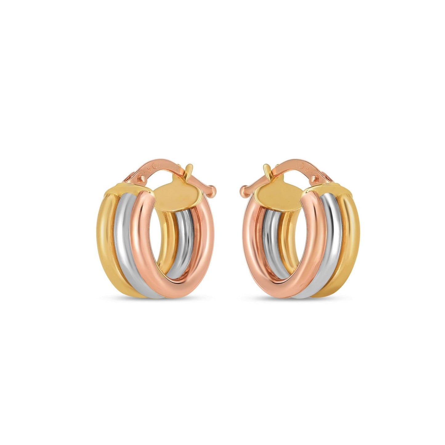 14k Tri Color Gold Trilogy Hoops-1