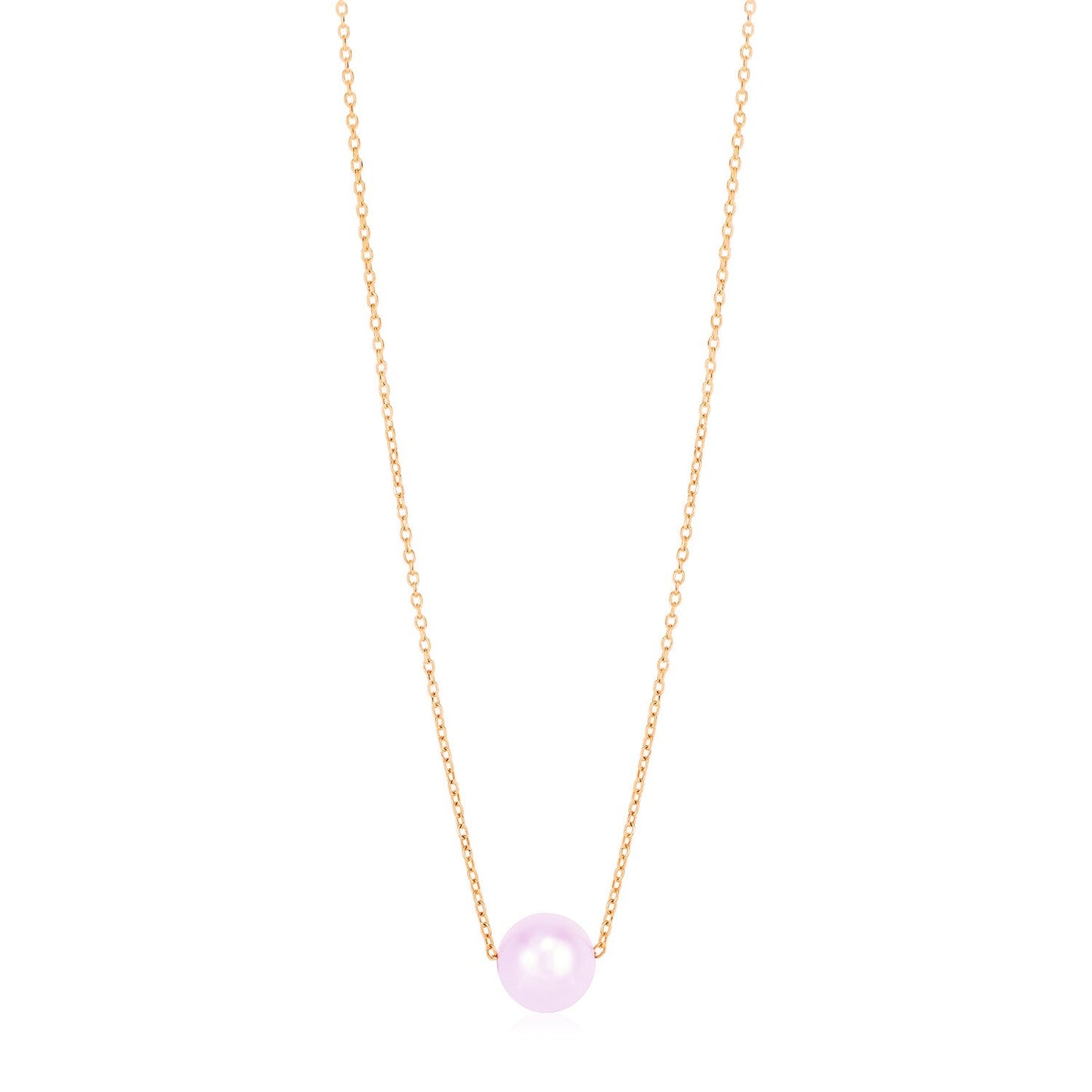 14k Rose Gold Pearl Solitaire Necklace-0