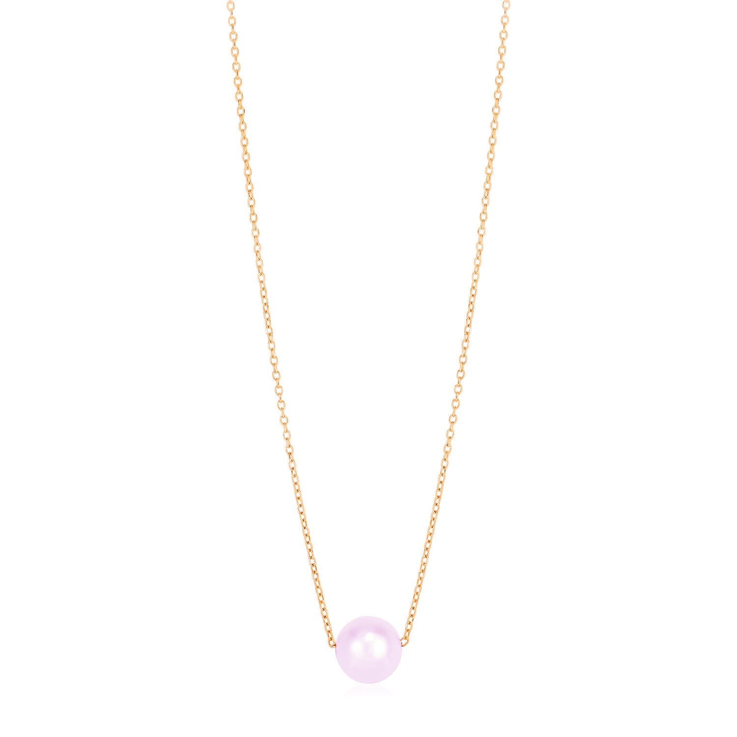 14k Rose Gold Pearl Solitaire Necklace-0