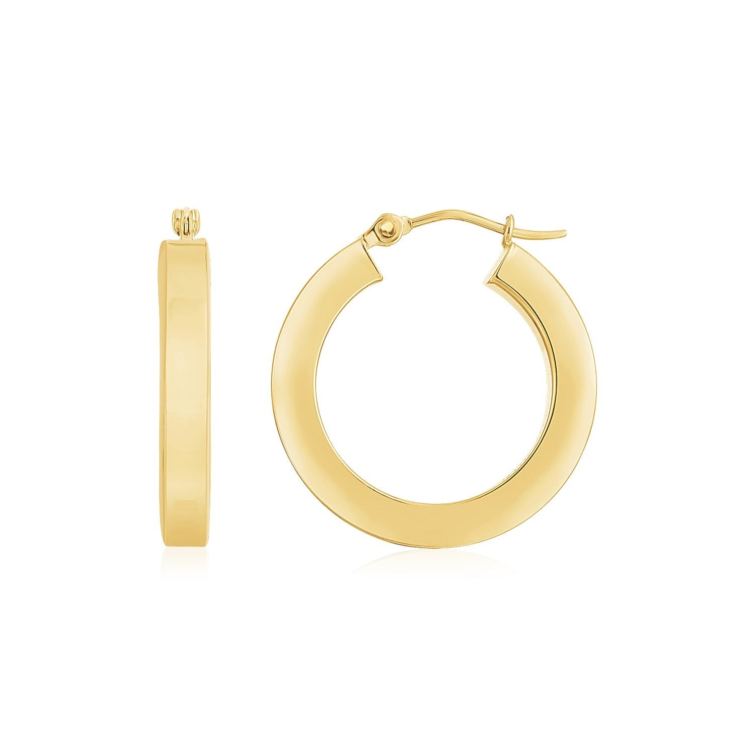14K Yellow Gold Square Tube Hoop Earrings-0