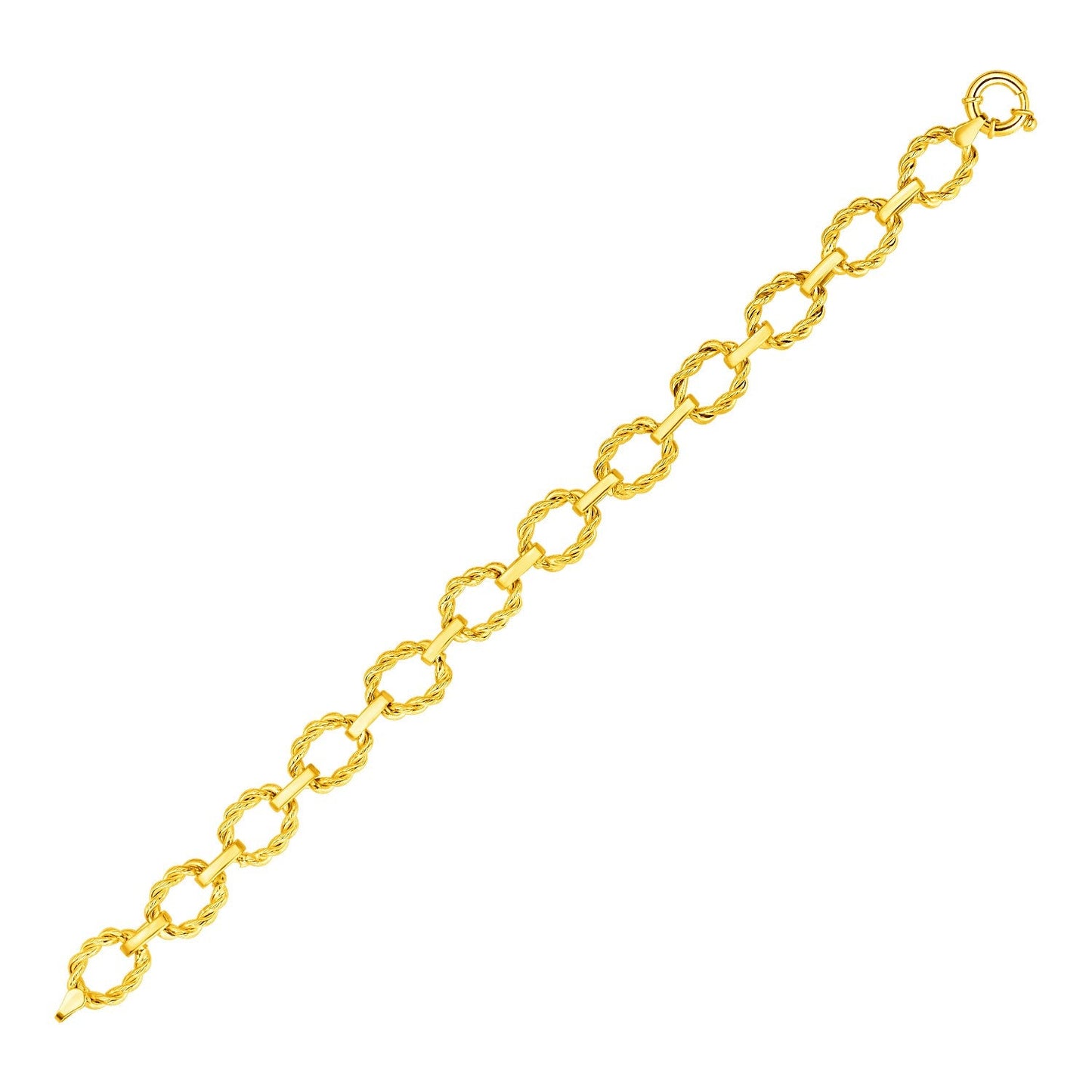 14k Yellow Gold Twisted Oval Link Bracelet-0