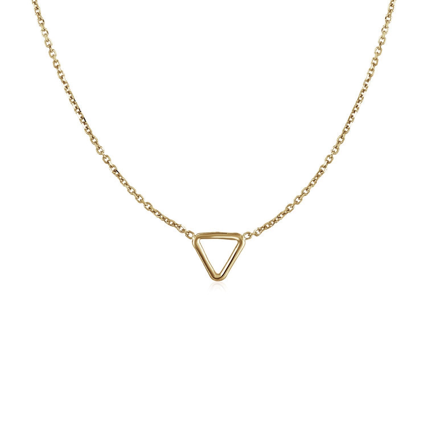 14k Yellow Gold Necklace with Petite Open Triangle Pendant-0