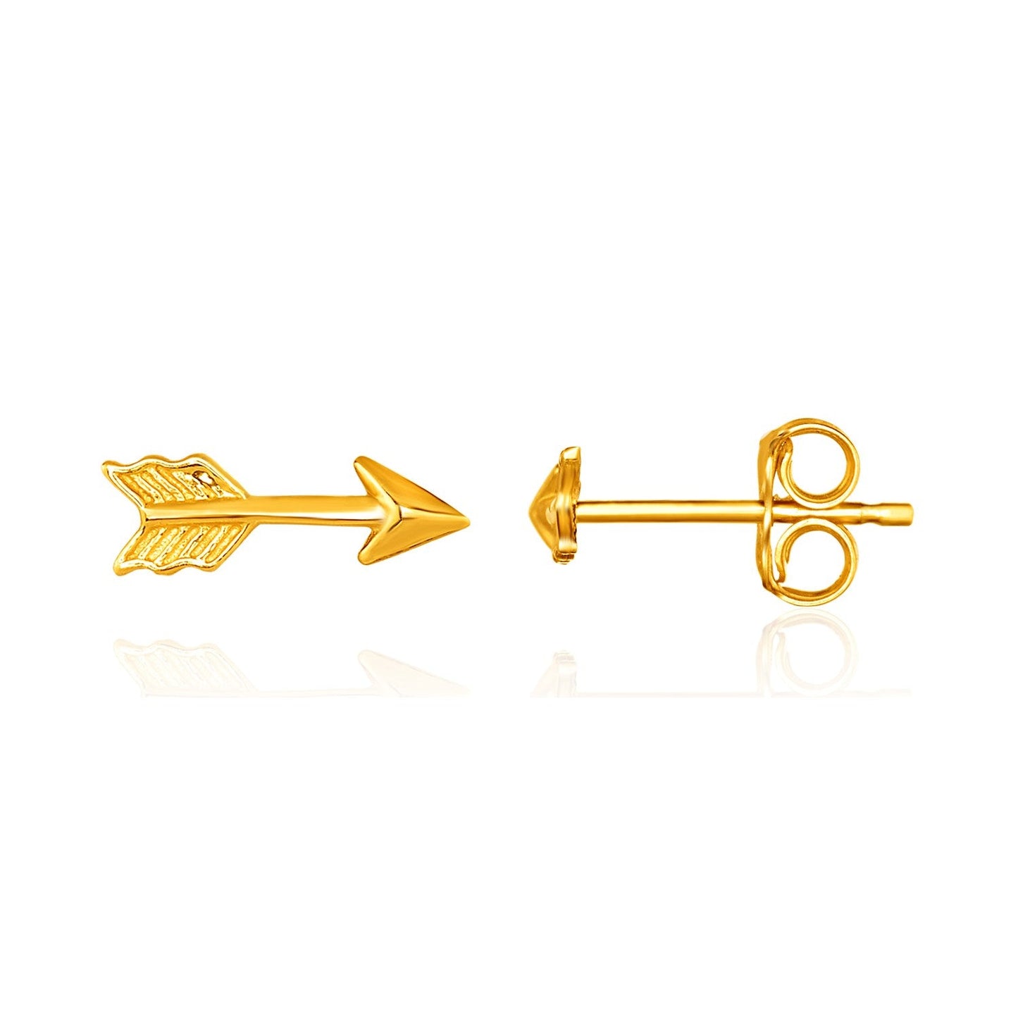 14k Yellow Gold Single Post Earring with Textured Arrow-0
