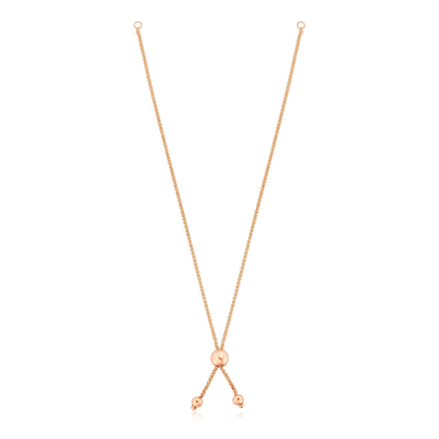 10k Rose Gold 8 inch Adjustable Friendship Bracelet Chain with Ball Slide-0