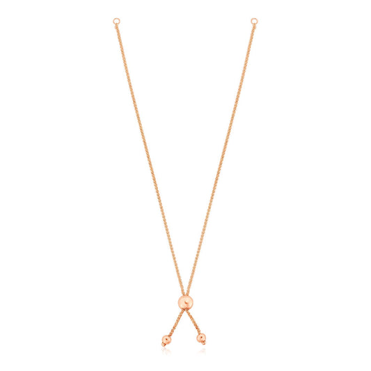 10k Rose Gold 8 inch Adjustable Friendship Bracelet Chain with Ball Slide-0