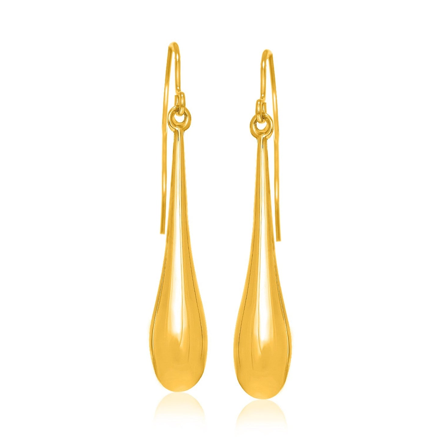 14k Yellow Gold Long Polished Teardrop Dangling Earrings-0