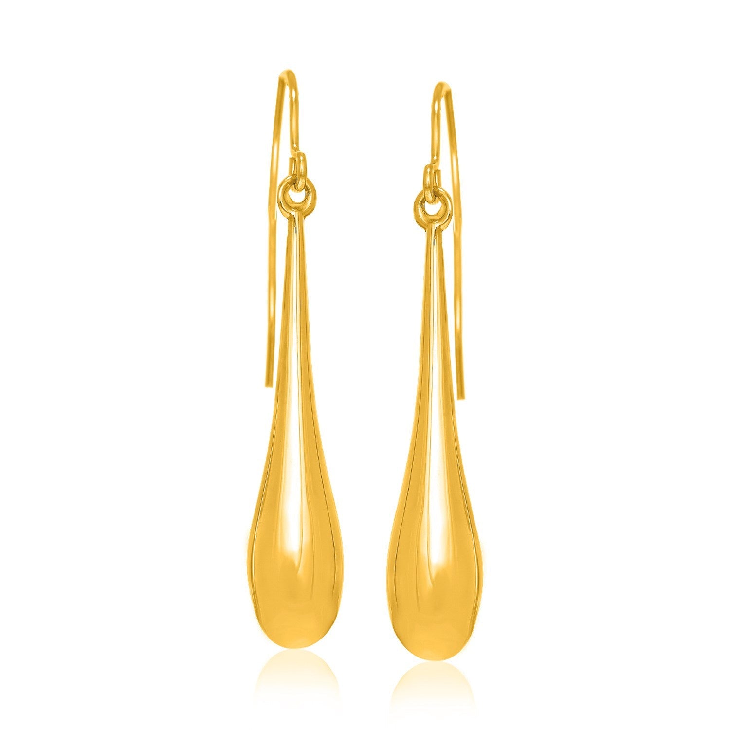 14k Yellow Gold Long Polished Teardrop Dangling Earrings-0