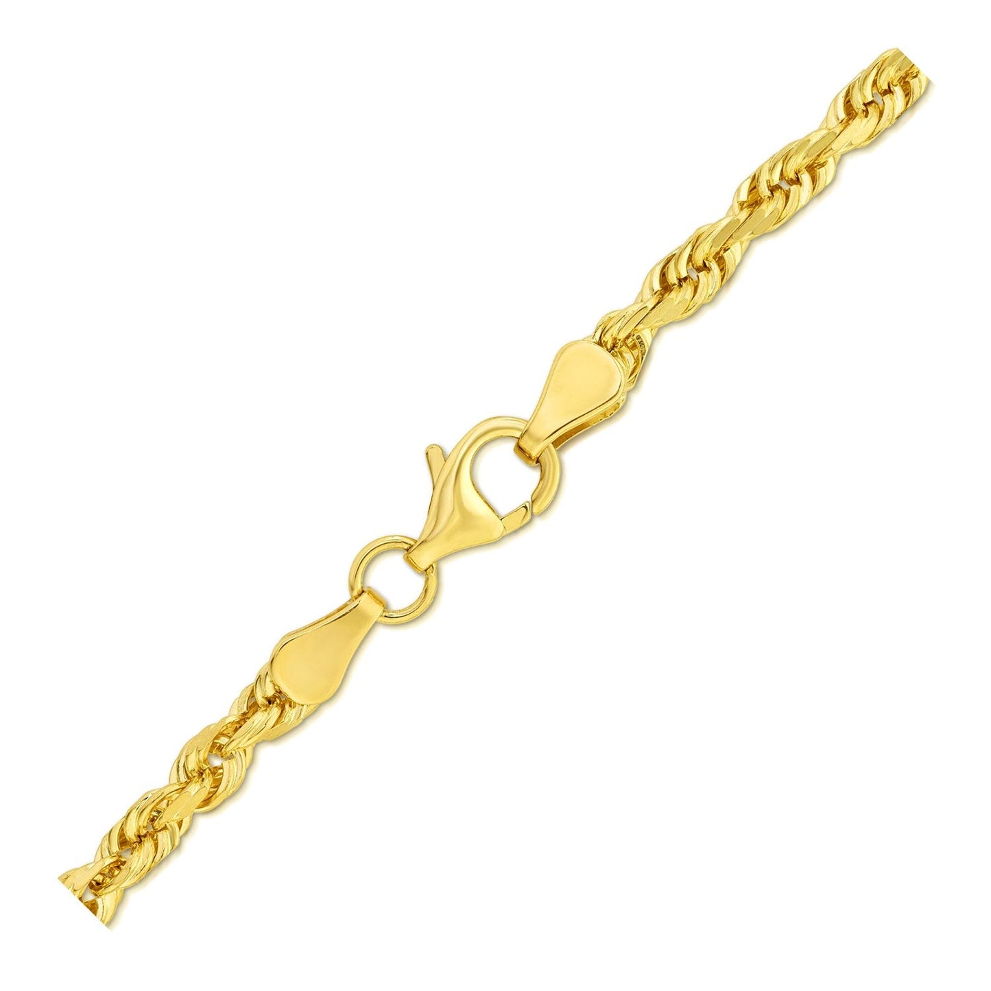 4.0mm 10k Yellow Gold Solid Diamond Cut Rope Bracelet-2