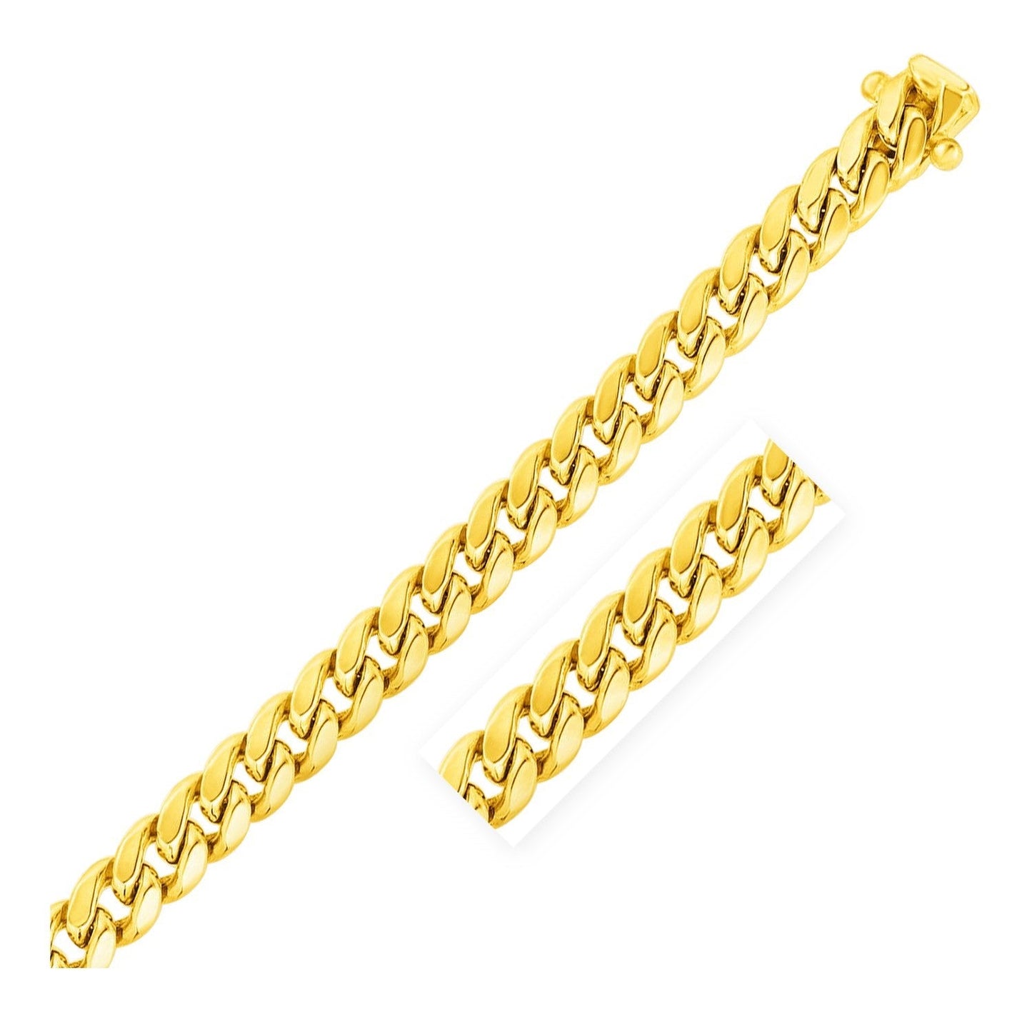 10.7mm 10k Yellow Gold Semi Solid Miami Cuban Bracelet-0