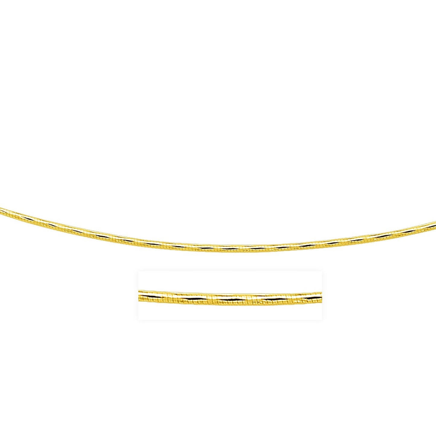 14k Yellow Gold Round Omega Necklace with Diamond Cuts (1.5 mm)-0