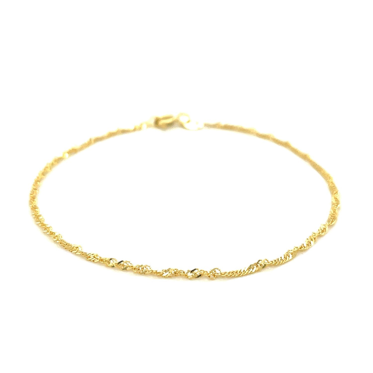 10k Yellow Gold Singapore Bracelet 1.5mm-1