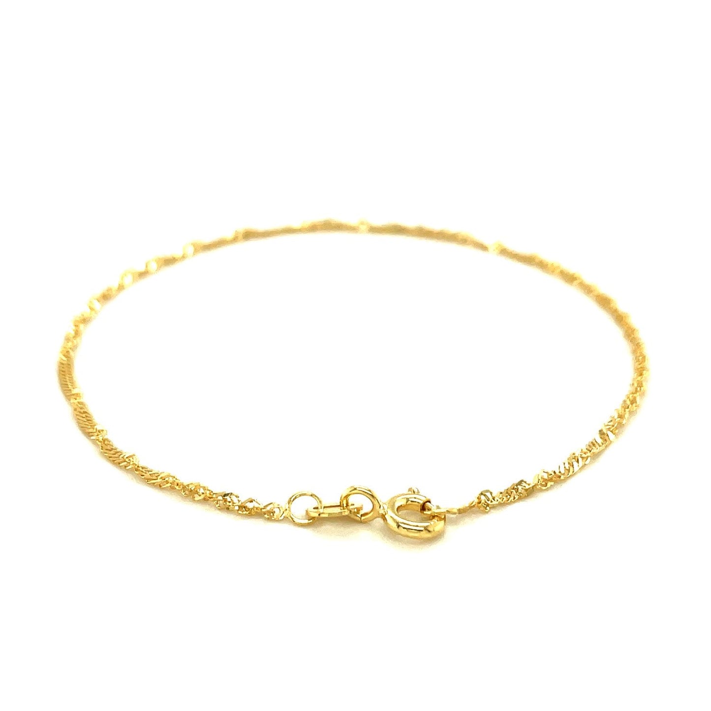 10k Yellow Gold Singapore Bracelet 1.5mm-2