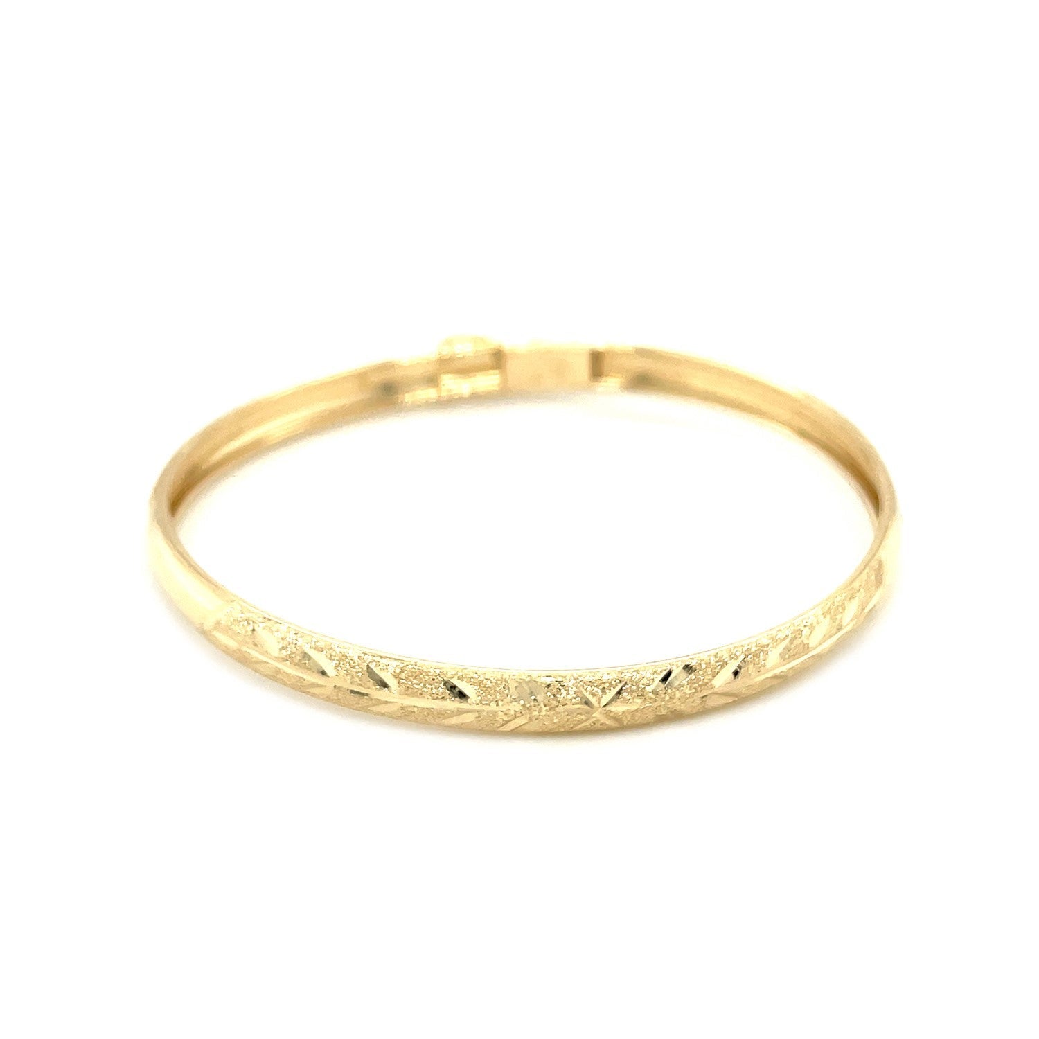 10k Yellow Gold Dome Childrens Diamond Cut Florentine Bangle-1