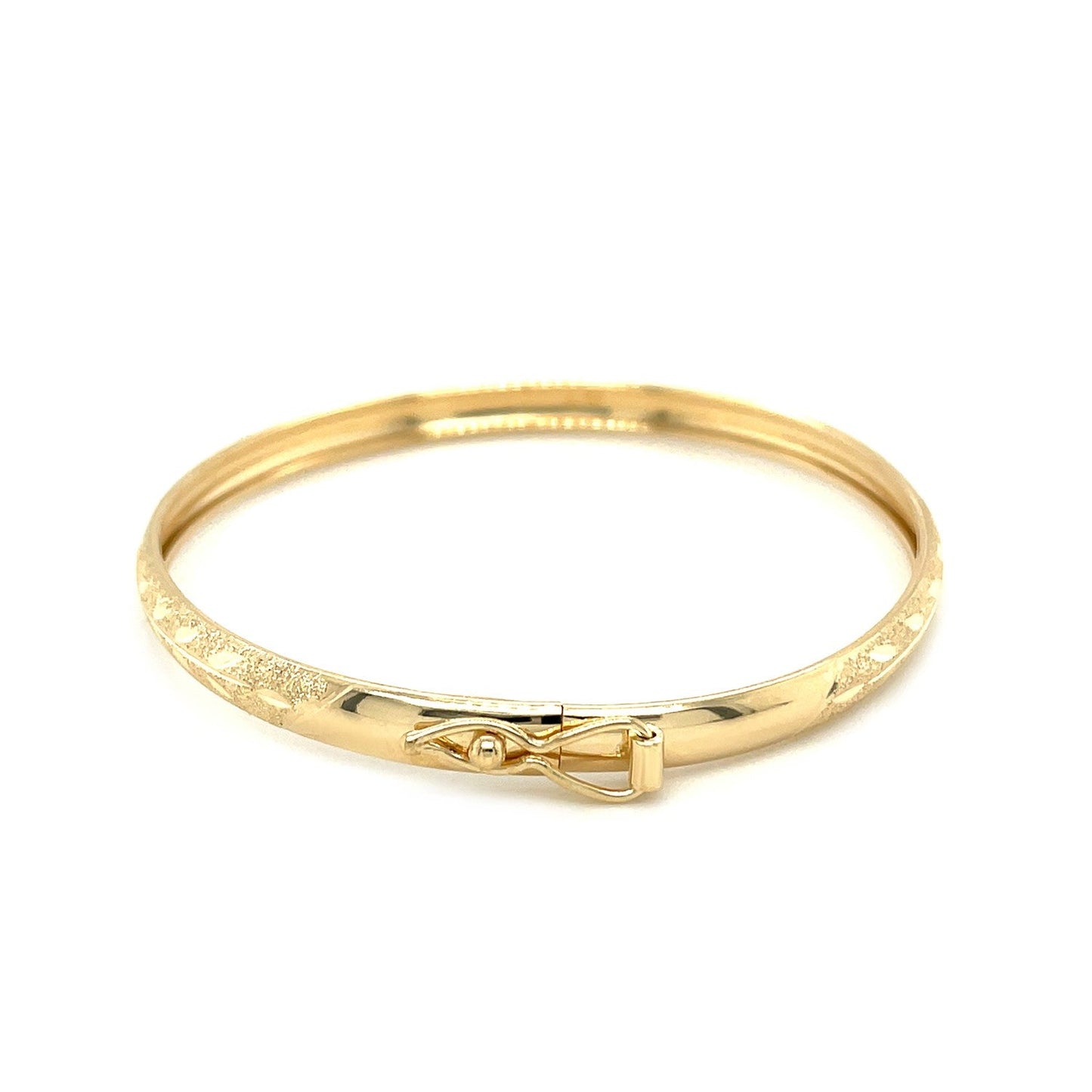 10k Yellow Gold Dome Childrens Diamond Cut Florentine Bangle-2