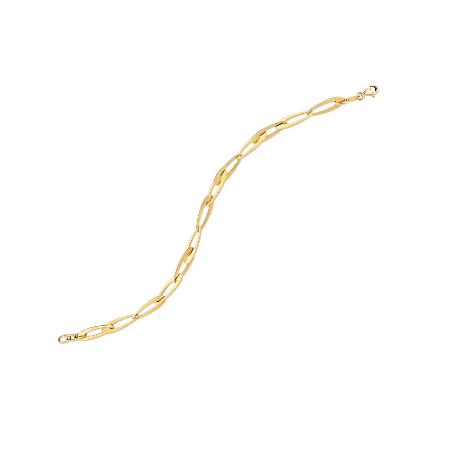 14k Yellow Gold Italian Oval Links Bracelet-1