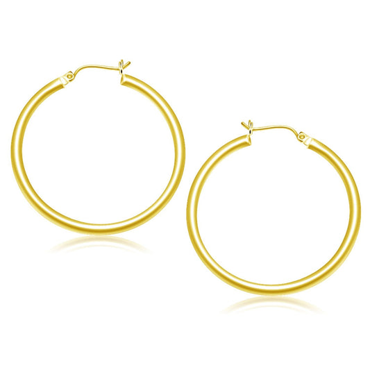 10k Yellow Gold Polished Hoop Earrings (40 mm)-0