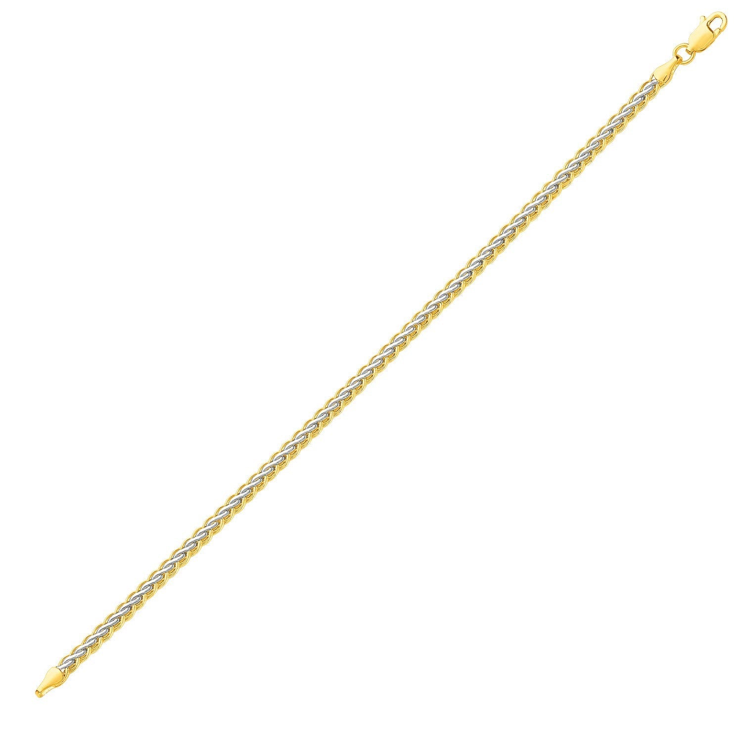 Two-Toned Fine Wheat Chain Bracelet in 10k Yellow and White Gold-0