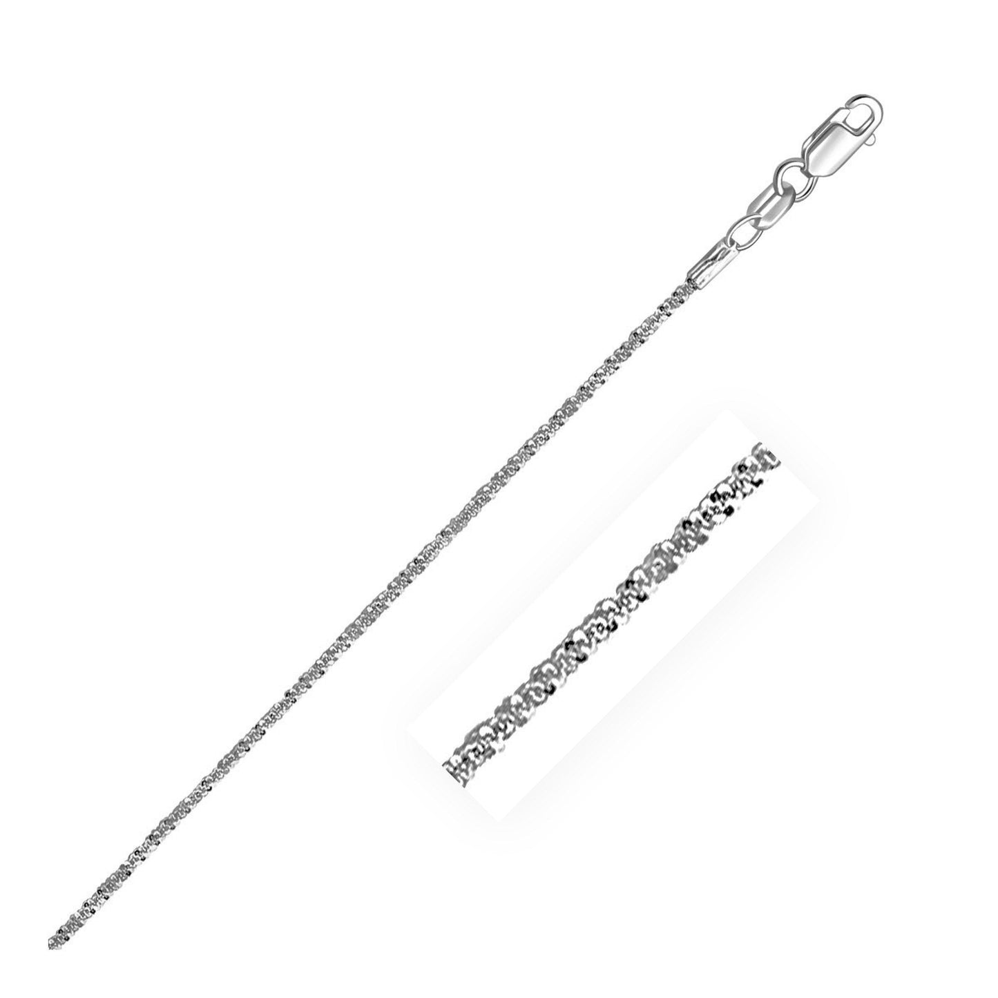 10k White Gold Sparkle Anklet 1.5mm-0