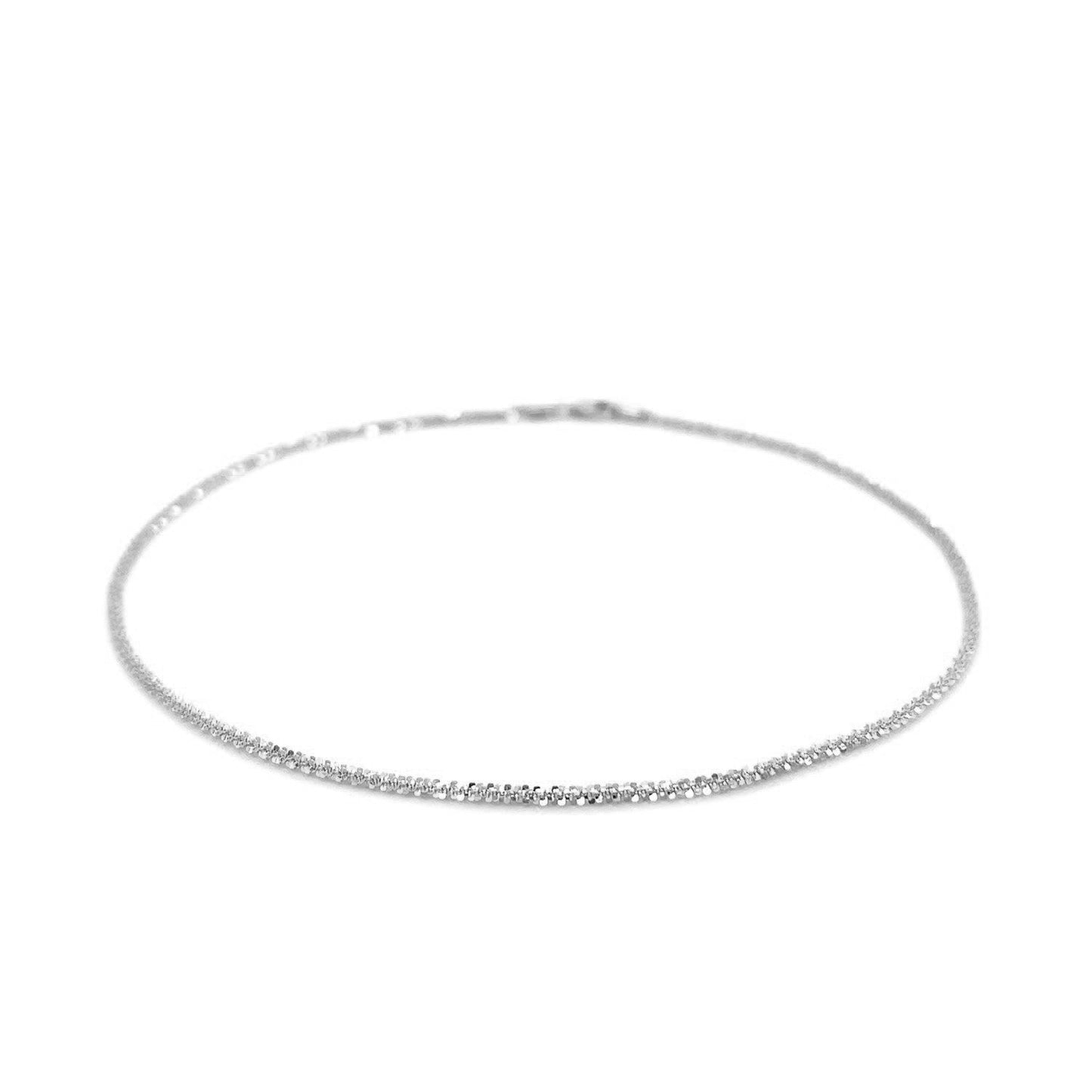 10k White Gold Sparkle Anklet 1.5mm-1