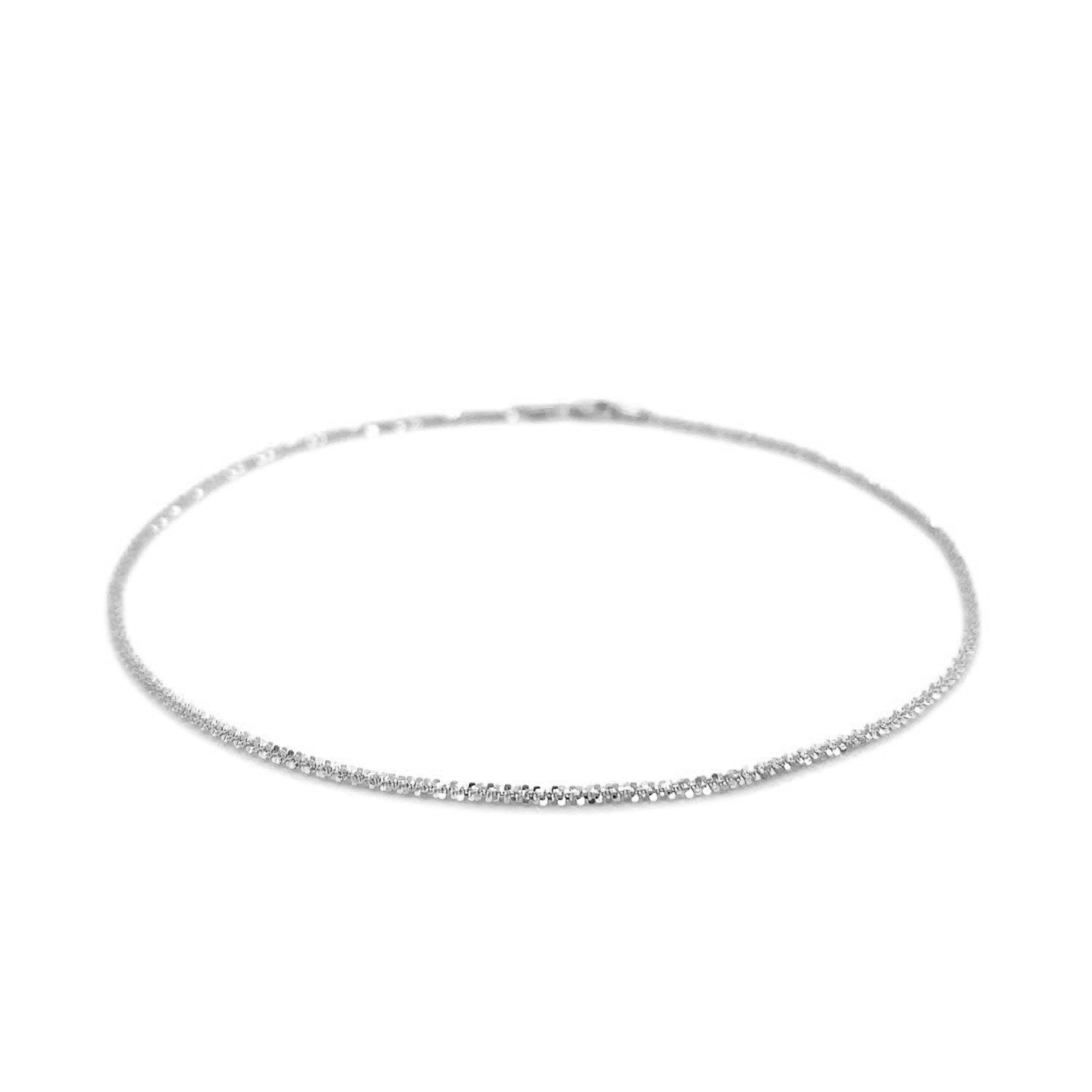 10k White Gold Sparkle Anklet 1.5mm-1