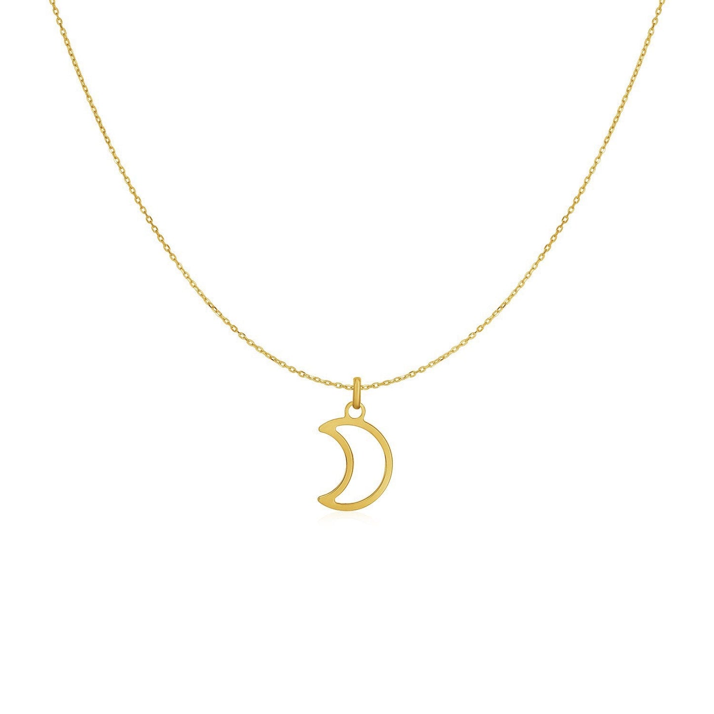 14k Yellow Gold Necklace with Moon-0