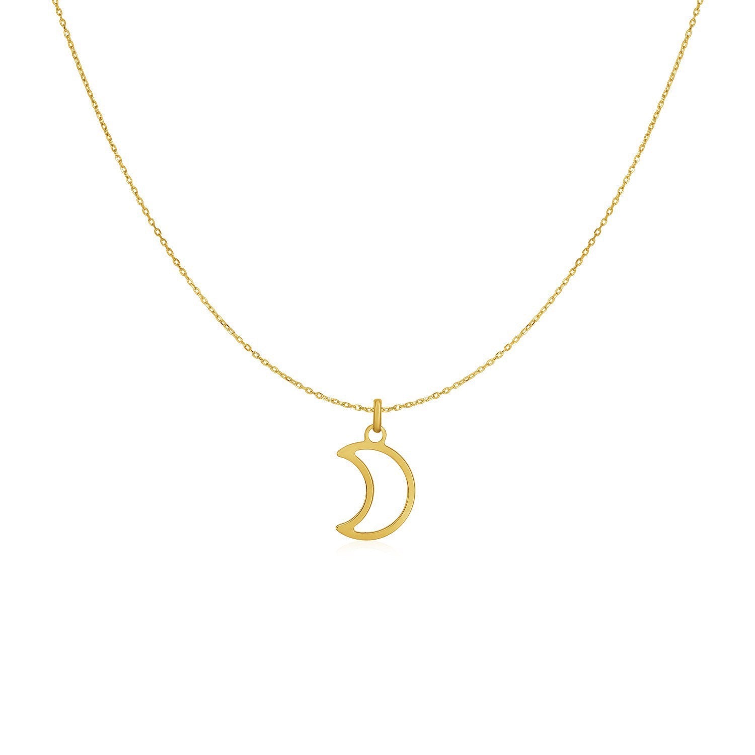 14k Yellow Gold Necklace with Moon-0