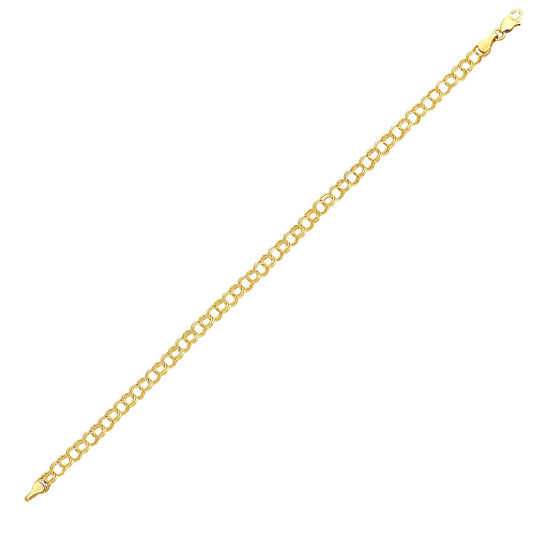 Round Link Charm Bracelet in 10k Yellow Gold-0