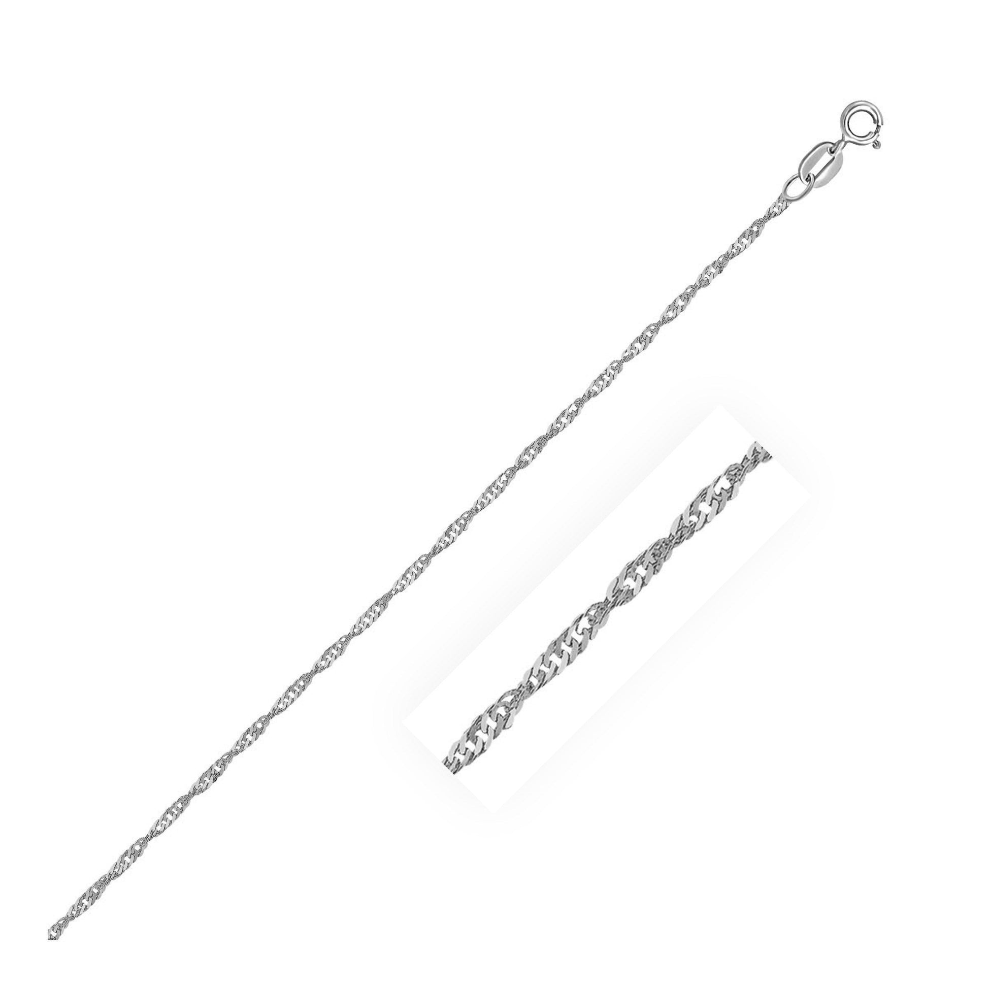 10k White Gold Singapore Anklet 1.5mm-0