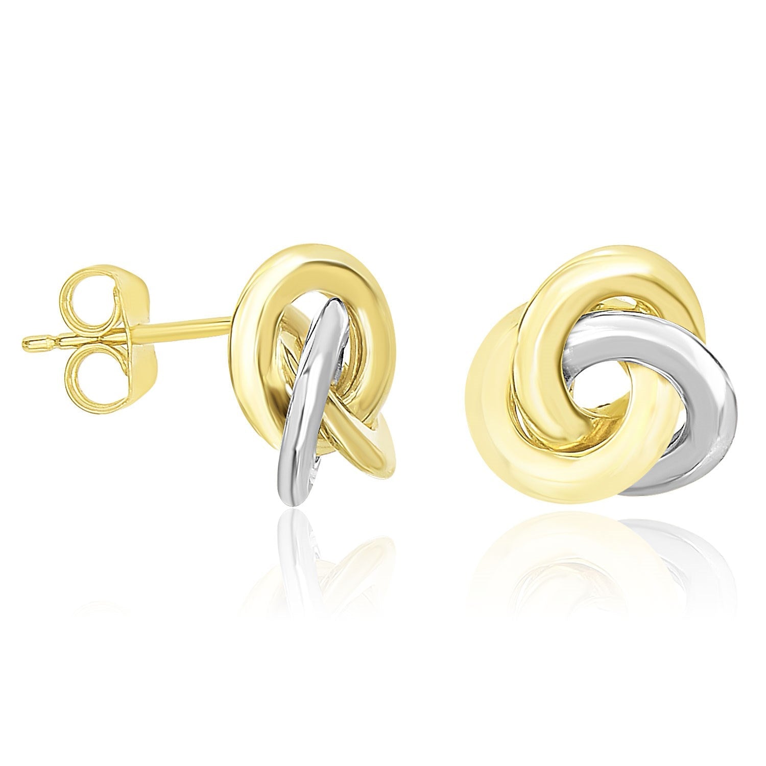 14k Two-Tone Gold Shiny Intertwined Open Circle Earrings-0