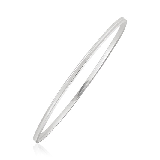 14k White Gold Concave Motif Thin  Stackable Bangle-0