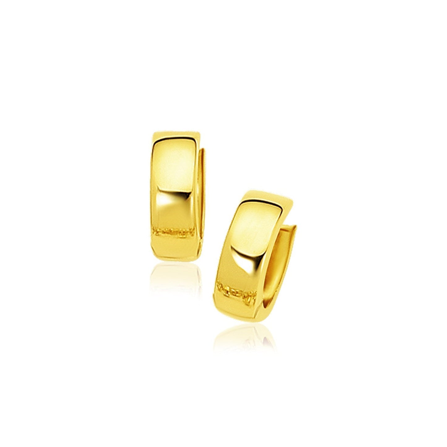 10k Yellow Gold Snuggable Hoop Earrings-0