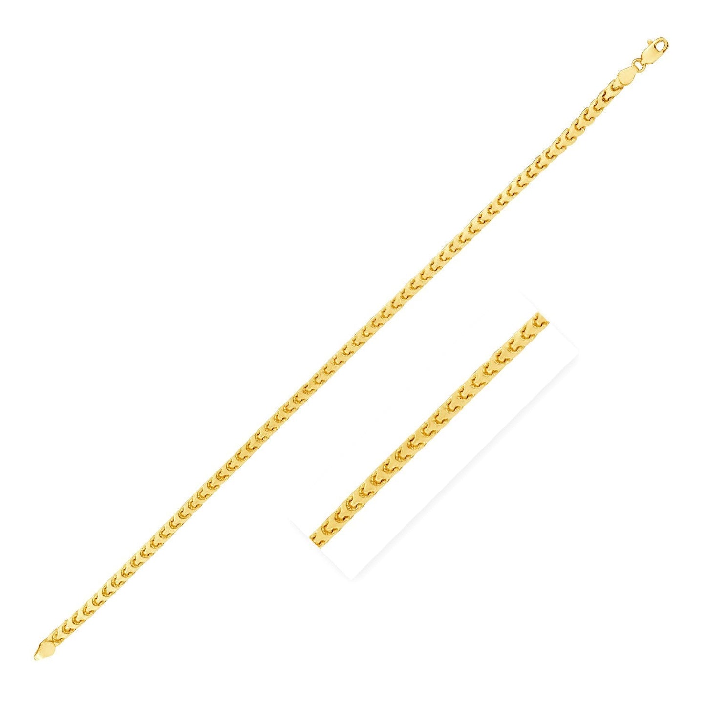 2.2mm 14k Yellow Gold Solid Diamond Cut Round Franco Bracelet-0