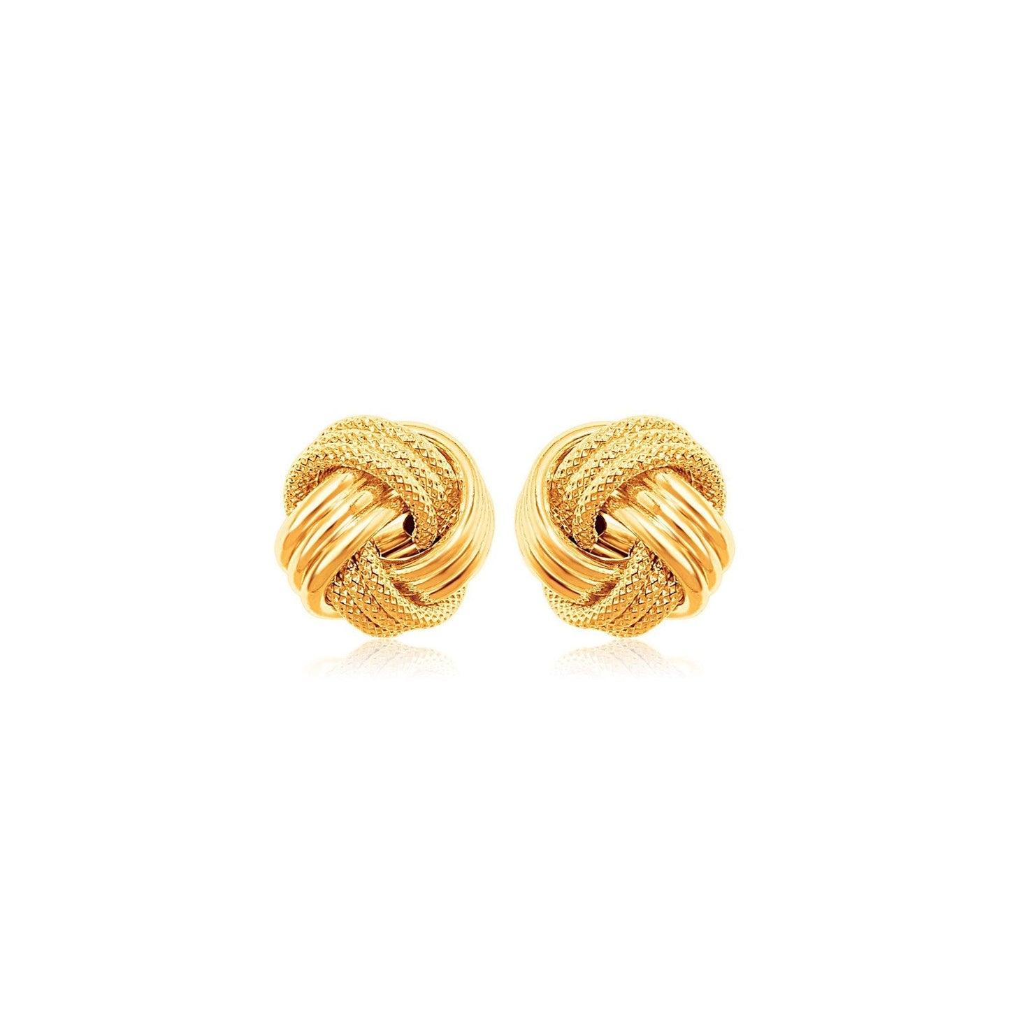 10k Yellow Gold Love Knot with Ridge Texture Earrings-0