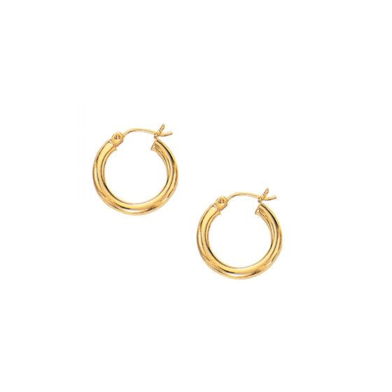 10k Yellow Gold Polished Hoop Earrings (15 mm)-0