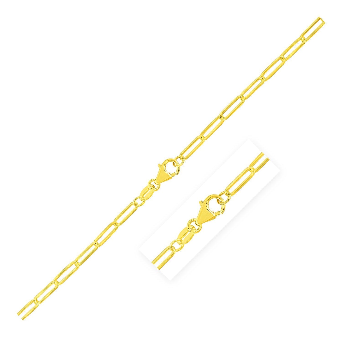 10K Yellow Gold Paperclip Bracelet (2.5mm)-0