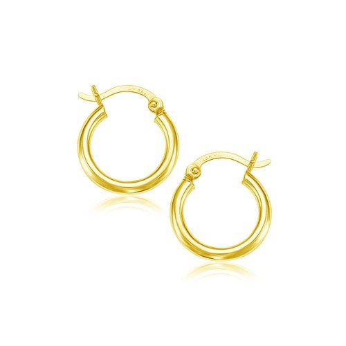 10k Yellow Gold Polished Hoop Earrings (15 mm)-0