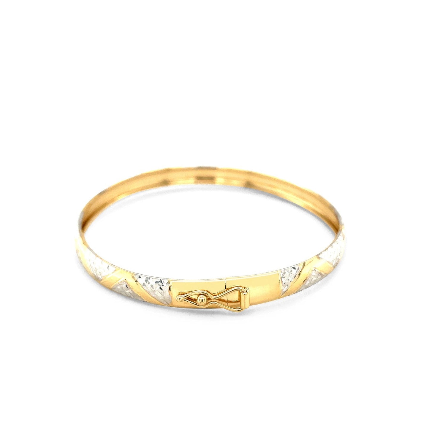 10k Two-Tone Gold Textured Zigzag Style Bangle-2